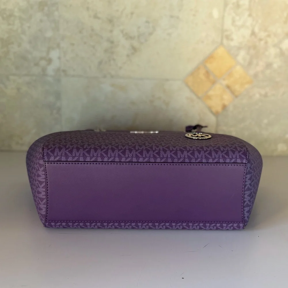 Michael Kors Jet Set Travel LG Shoulder Chain Tote Bag MK Dark Purple - Picture 7 of 14